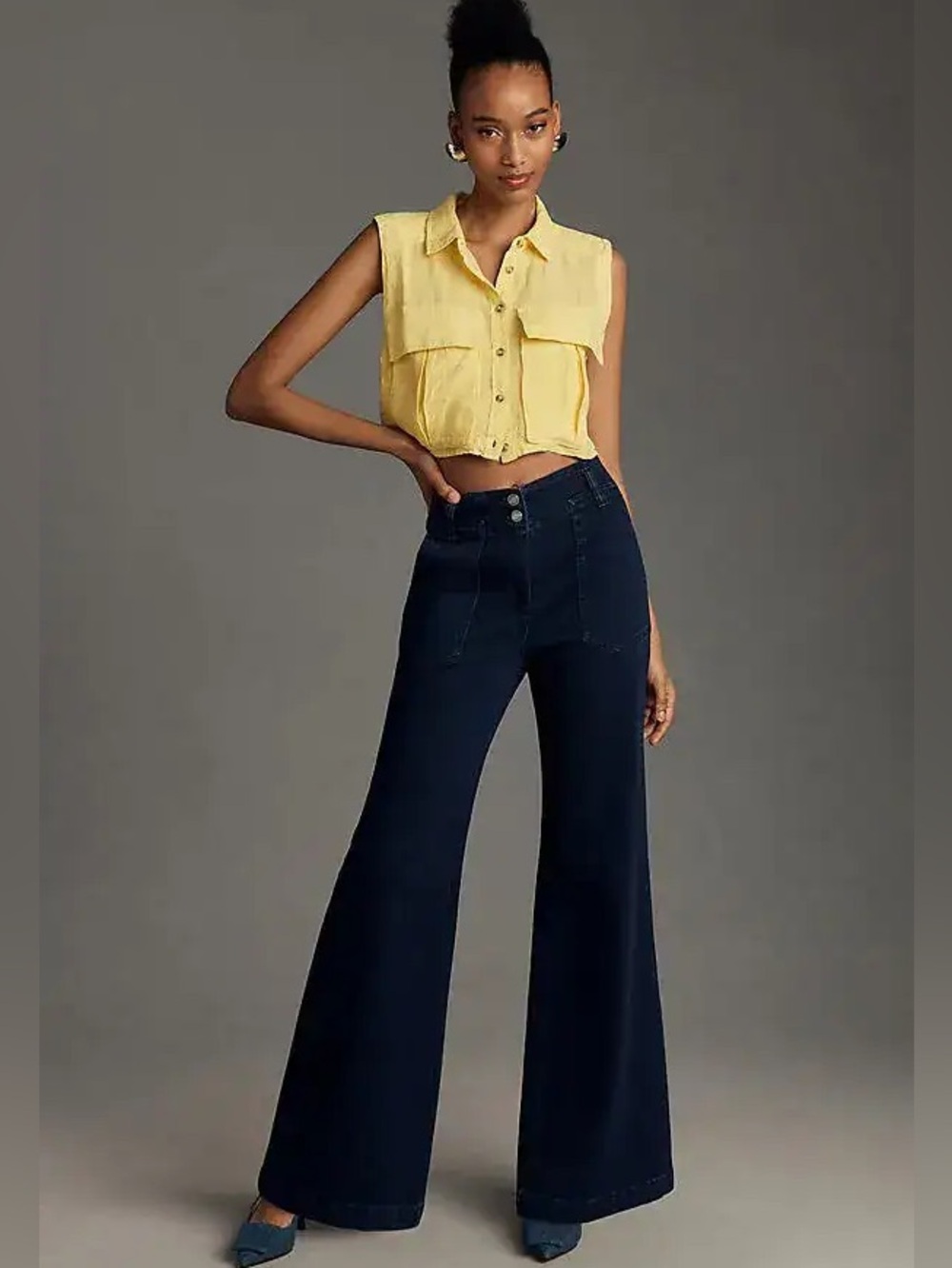 Maeve The Naomi High-Rise Wide-Leg Jeans in Dark Wash Size 30